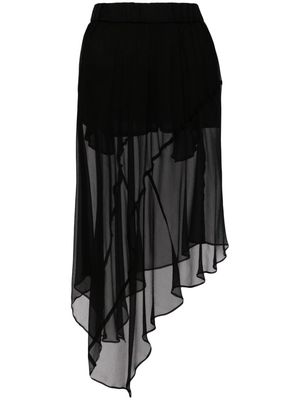 sacai semi-sheer silk skirt - Black