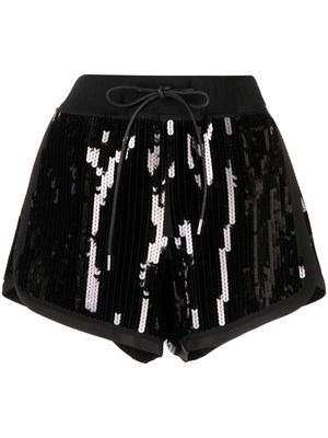 sacai sequin-embellished drawstring shorts - Black