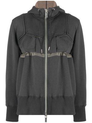 sacai shell-panelled hooded jacket - Grey