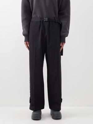 Sacai - Shell-waistband Belted Canvas Trousers - Mens - Black