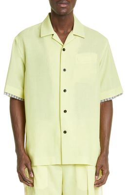 Sacai Short Sleeve Convertible Collar Suiting Shirt in Yellow