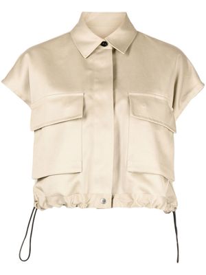 sacai short-sleeve cropped shirt - Brown