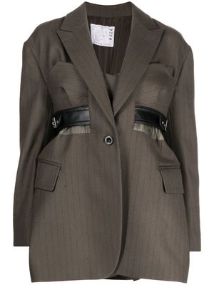 sacai side buckle-detail blazer - Brown