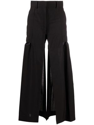 sacai side-slit wide-leg trousers - Black