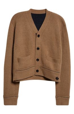 Sacai Side Snap Cashmere Blend Cardigan in Beige