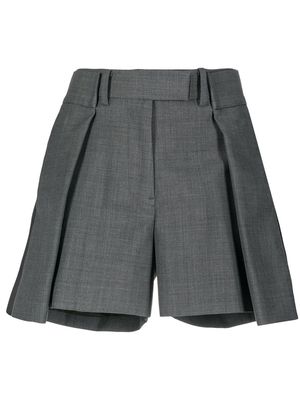 sacai side-stripe box-pleat shorts - Grey