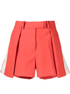 sacai side-stripe box-pleat shorts - Red