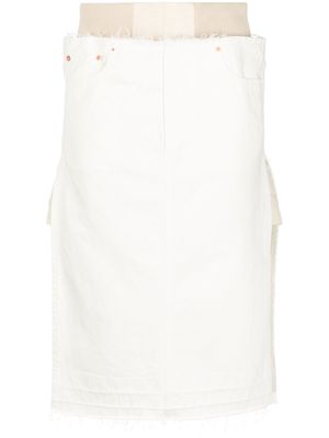 sacai slit-detail frayed-hem midi skirt - White