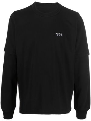 sacai slogan-print layered-sleeve T-shirt - Black
