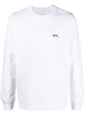 sacai slogan-print layered-sleeve T-shirt - White