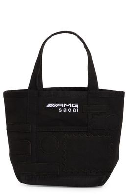 Sacai Small AMG Patch Canvas Tote in Black