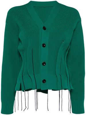 sacai spliced ribbed-knit cardigan - Green