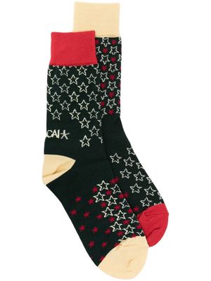 sacai star-print ankle sock - Green