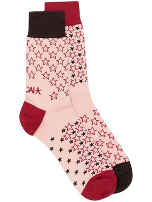 sacai star-print calf socks - Pink