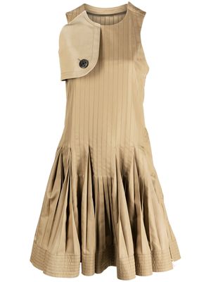 sacai storm-flap pleated-skirt dress - Neutrals