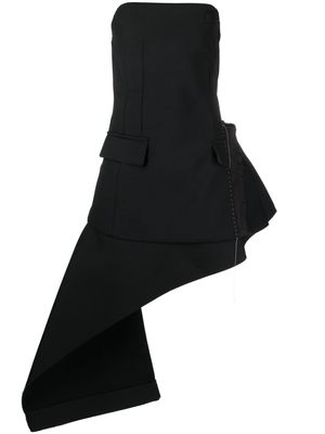 sacai strapless asymmetric minidress - Black