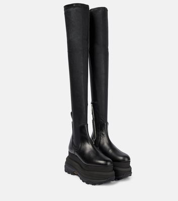Sacai Stretch leather over-the-knee boots