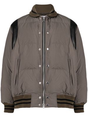 sacai stripe-detail padded bomber jacket - Brown