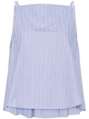 sacai stripe-pattern pleated cotton top - Blue