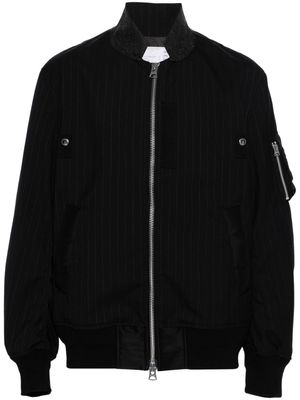 sacai striped bomber jacket - Blue