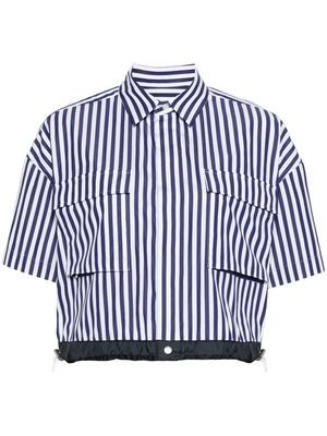 sacai striped cotton cropped blouse - Blue