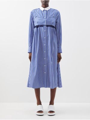 Sacai - Striped Cotton-poplin Shirt Dress - Womens - Blue Stripe