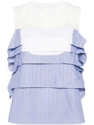 sacai striped cotton top - Blue