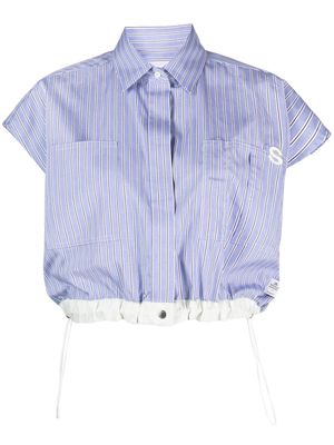 sacai striped cropped shirt - Blue