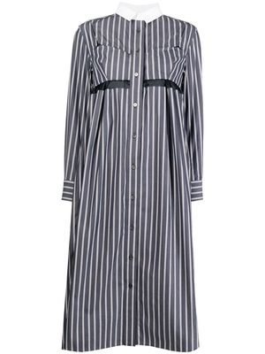 sacai striped high-waist midi shirtdress - Blue