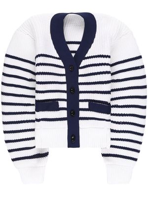 sacai striped knitted cardigan - White