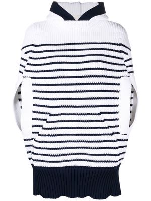 sacai striped knitted hoodie - White