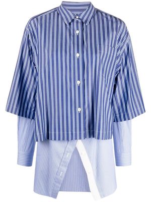 sacai striped layered shirt - Blue