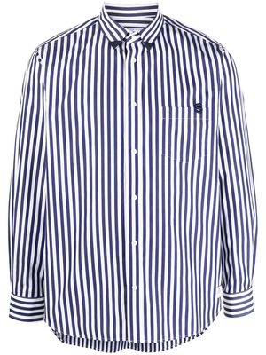 sacai striped long-sleeved shirt - Blue