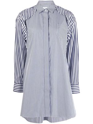 sacai striped-panelled shirt dress - Blue