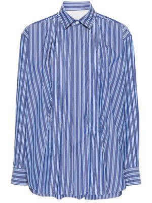 sacai striped pleat-detail shirt - Blue