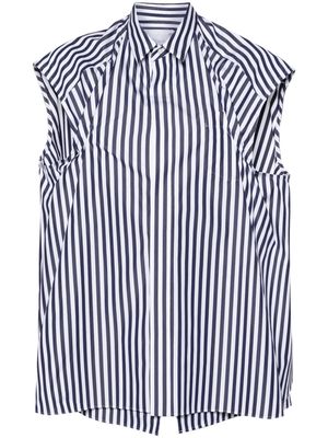 sacai striped poplin sleeveless shirt - Blue