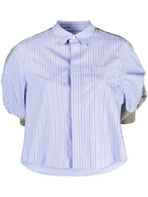sacai striped short-sleeved shirt - Blue