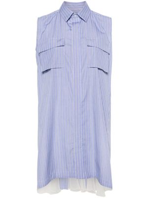 sacai striped sleeveless shirtdress - Blue