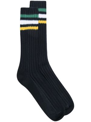 sacai striped-trim ribbed socks - Blue