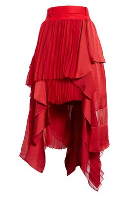 Sacai Suiting Mixed Media Skirt in Red
