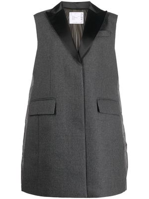 sacai textured puffer coat - Grey