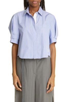 Sacai Thomas Mason Cotton Poplin Button-Up Shirt in L/Blue Stripe