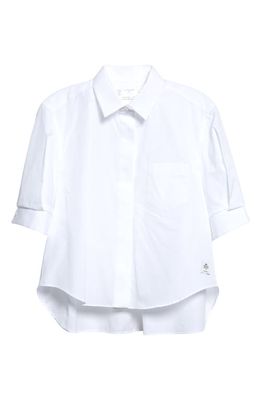 Sacai Thomas Mason Cotton Poplin Button-Up Shirt in White