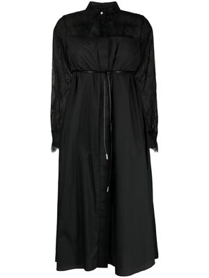 sacai tie-fastening lace-detail dress - Black