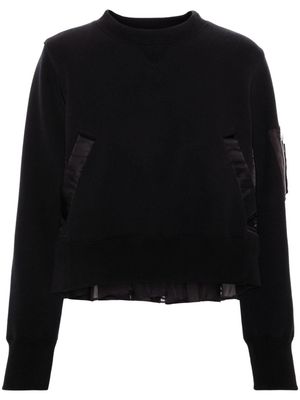 sacai tulle-panel crew-neck sweatshirt - Black