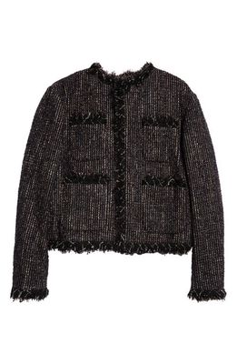 Sacai Tweed & Quilted Ripstop Jacket in Black