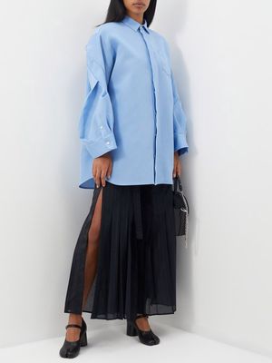 Sacai - Twisted-arm Silk-blend Faille Mini Shirt Dress - Womens - Blue