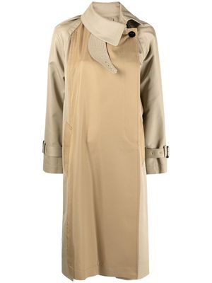 sacai two-tone buttoned coat - Brown