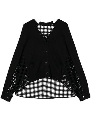 sacai V-neck open-knit cardigan - Black