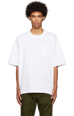sacai White Embroidered T-Shirt